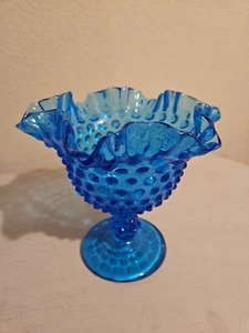 Vintage Blue Imperial Glass Hobnail Compote - Picture 1 of 5