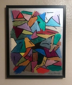 Handgemalte abstrakte Acrylkunst von Fran Bernholz - (1) 16"x20" gerahmt - Bild 1 von 3