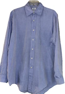 The Andover Shop USA Men's 16 - 33 Large Blue Button Long Sleeve Pinpoint Shirt - Picture 1 of 15