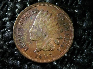 1907 USA indian head Cent penny Uncirculated Brown - Picture 1 of 4