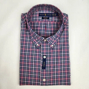 Polo Ralph Lauren Mens Button Down Shirt Stretch Cotton XXL Pink Blue Plaid - Picture 1 of 4
