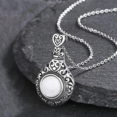 925 Sterling Silver Womens 18" Natural Moonstone Eclipse Pendant Necklace D67 - Image 1 of 4