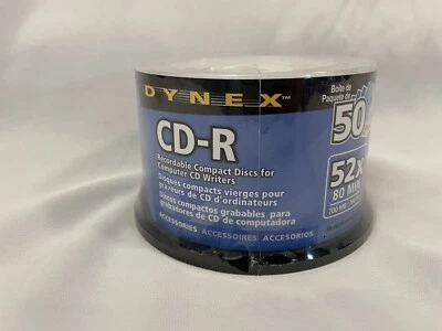 Dynex CD-R 52X 80 Min 700MB 50 Pack Recordable Compact Discs New - Image 1 of 3