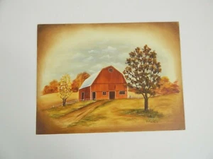 Old Farm Barn Oil Painting On Canvas Signed Joyce Pastorek No Frame 12" x 16"  - Picture 1 of 5