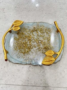 Serving Tray Stylish Handles Resin Serving Tray Snack Tray Breakfast Tray Great - Picture 1 of 13