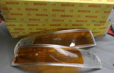 Juego de lentes de señal de giro NOS 1969-73 Porsche 911 912 Bosch Euro con moldura plateada Foto 1 de 4