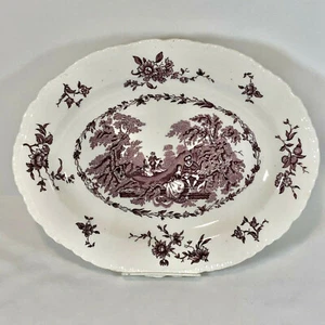 Vintage Mason's Watteau England Platter, Oval, Scalloped, Floral, English Garden - Picture 1 of 10