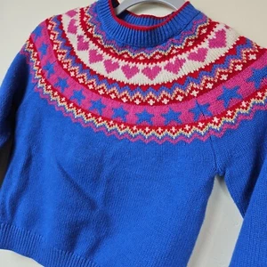 MINI BODEN CREW NECK FAIR ISLE Childrens Girls 7-8 Wool Cotton Retro 80s Style - Picture 1 of 13