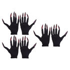  3 Pairs Red Ghost Nail Hand Cleanse Zombie Fake Finger Gloves Fingernails Shape