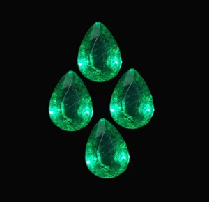 8-10 Ct Natural Green Emerald Certified 4 Pcs Lot Loose Gemstone Pear Cut Gem A2 - Picture 1 of 10