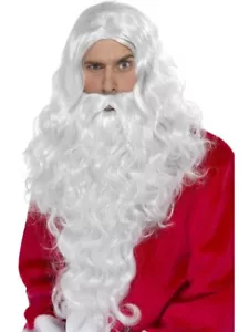 Parrucca lunga Babbo Natale con barba kit travestimento adulto accessorio costume natale - Foto 1 di 17