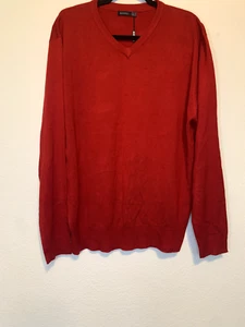 Men's Red Bagazo Long Sleeve V-Neck Sweater Large - Picture 1 of 6