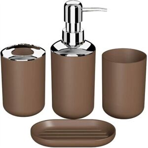 6 Pcs Bathroom Accessories Set Soap Dish Trash Can Toilet Brush Tumbler Cup Set 