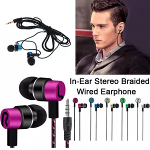 3.5mm In-Ear Sport Earphones Bass Headphone Stereo Headset Earbuds Braided Line - Foto 1 di 17