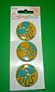 CRAFTING with BUTTONS 1" OCTOPUS 1 CARD=3 BUTTONS Lot C32 - Picture 1 of 1