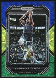 2022-23 Panini Prizm Prizms Choice Blue Yellow and Green #56 Anthony Edwards