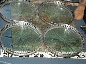 5 vintage silver deposit on nickle silver star glass cup holder coasters 3 crown - Picture 1 of 6