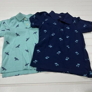 The Childrens Place Dinosaur Palm Tree Polo Shirt Kids Size 4T Blue Casual - Picture 1 of 8