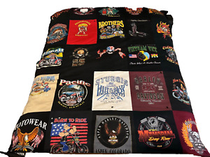 Vintage Huge Harley Davidson T Shirt Quilt Blanket  86" X 69" Queen Size Sturgis