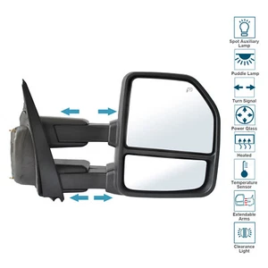 Towing Mirror For 2015-2020 Ford F-150 Power Heat Signal Passenger Right Side RH - Foto 1 di 12