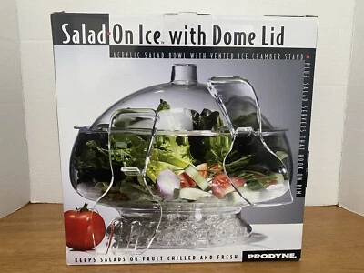 Prodyne Salad - On Ice  Acrylic Salad Bowl with Salad Servers and  Dome Lid - Image 1 of 4