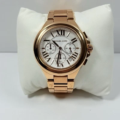 Michael Kors Camille Womens Rose Gold Chronograph Watch, White Dial Date, MK7271 - Image 1 of 4