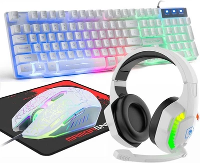 RGB PC Gaming Keyboard Mouse & Headset Set LED Gamer Bundle Mechanical Kits 4IN1 - Image 1 of 4