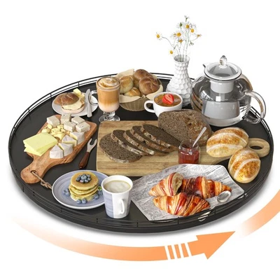 Roble redondo extra grande Lazy Susan para mesa de comedor y organización de cocina Foto 1 de 4