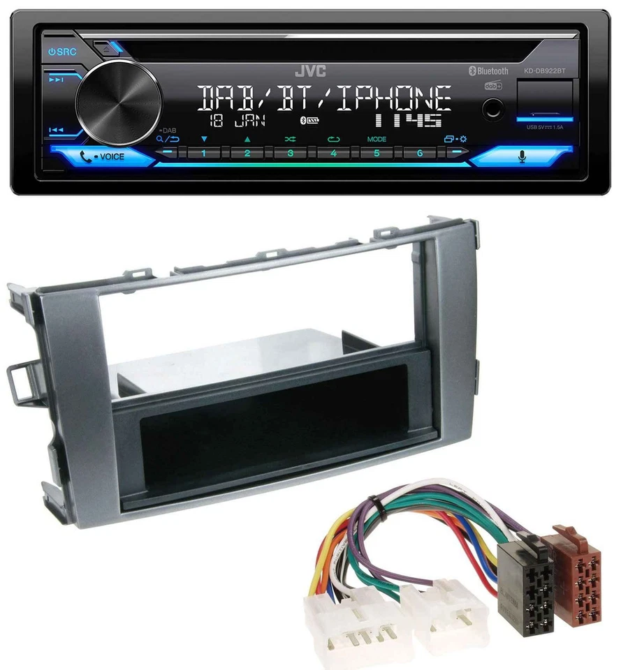 JVC Bluetooth MP3 USB DAB CD Autoradio für Toyota Auris 07-12 anthrazit-grau - Bild 1 von 4