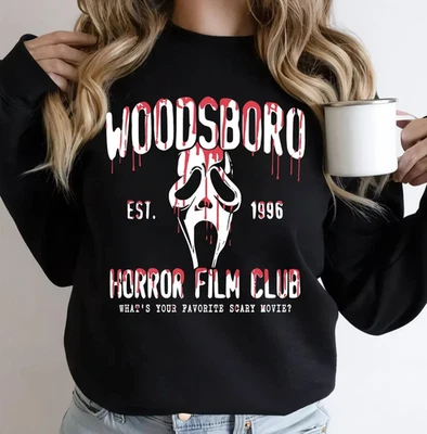 Woodsboro Horror Film Club Halloween Shirt, Scream Ghost Scary Matching Tee - Image 1 of 3
