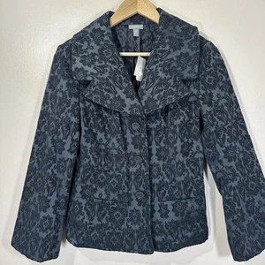 NUEVO CON ETIQUETAS J Jill Blazer Chaqueta Mujer Talla 8P Estampado Paisley Negro Cierre de 3 Botones - Imagen 1 de 7