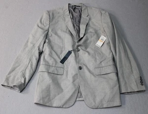 Perry Ellis Blazer Mens 44R Light Gray Linen Two Button Notch Lapel Sport Coat - Picture 1 of 14