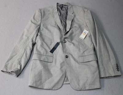 Perry Ellis Blazer Mens 44R Light Gray Linen Two Button Notch Lapel Sport Coat - Image 1 of 4