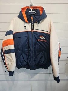 Vintage Denver Broncoe NFL Football gefütterte Teamjacke mit Kapuze Mantel Herren XXL EUC - Bild 1 von 7