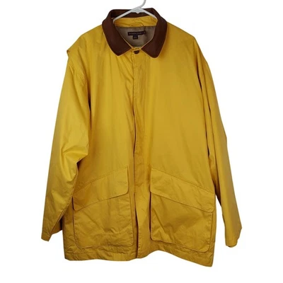 Gabardina amarilla para hombre Mckenzie Tribe con ribete de cuello de cuero marrón talla XL Foto 1 de 4