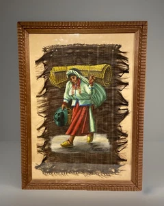 Vintage 16x24” Original South American Artwork On Cloth, Signed- W/Frame & Glass - Picture 1 of 8