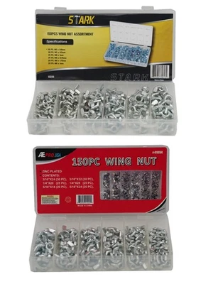 300 peças variedade de porcas de asa | Padrão e MM| Aço | Resistente à corrosão - Imagem 1 de 3