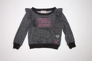 True Religion Girls size 3T Sparkle Ruffle Crewneck Sweatshirt Pullover Black - Picture 1 of 11