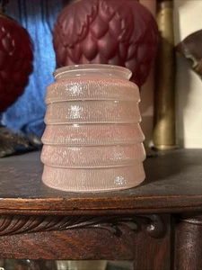 Antique Vintage Satin Embossed Glass Lamp Lighting Shade 3 1/4” Fitter Size PINK - Picture 1 of 20