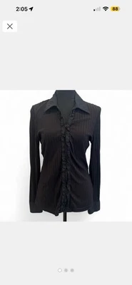 Women Blouse Top Black Front Zipper  Free Shipping Good Condition - Image 1 of 3