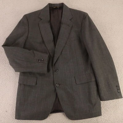 VTG Prince of Wales Check Jacket L Gray 100% Wool Blazer Sport Coat USA 44R - Image 1 of 4