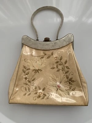 Vintage Original Rialto NY Silk Embroidered Plastic Overlay With Bakelite Handle - Image 1 of 4