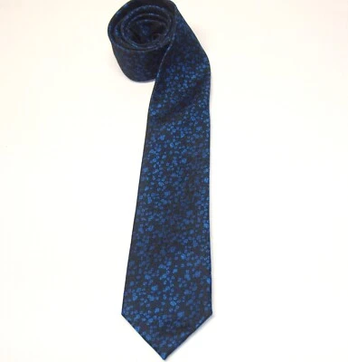 Галстук John Henry текстурированный необычный узор синий как пузырьки на черном РЕДКИЙ галстук - Изображение 1 из 4