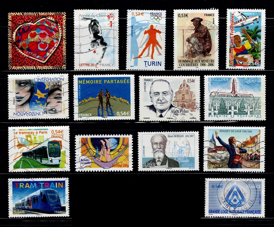 France 3170   3269 Selection of 2006 Issues [ 15 USED Stamps, 2006 ] - Image 1 of 1
