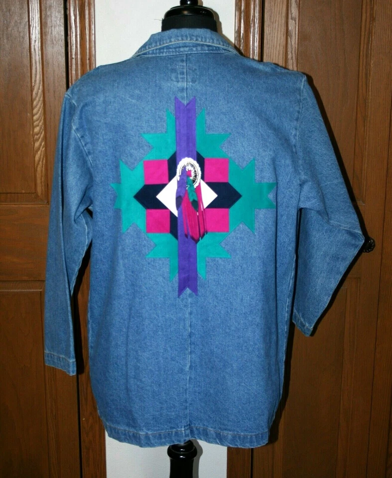 Women's Native American Southwestern Denim Field Jacket M/L SUNBELT Blazer - Image 1 of 4