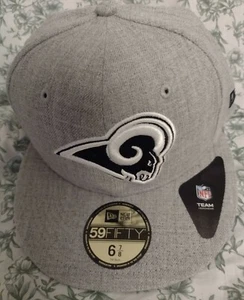 Rams LA Cap 59FIFTY New Era NFL Team Los Angeles Cap Men's Size 6 7/8 USA Gray - Picture 1 of 6