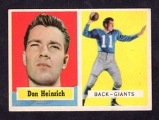 1957 TOPPS DON HEINRICH CARD NO:47 NEAR MINT CONDITION