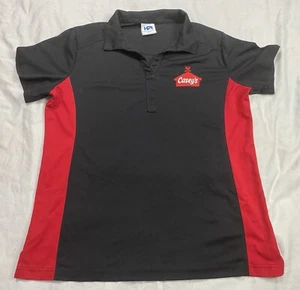 Caseys Poloshirt Damen Large schwarz rot kurzarm Arbeitskleidung Mitarbeiter Uniform - Bild 1 von 10