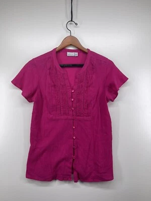 Рубашка Kim Rogers розовая на пуговицах топ сотовая вязаная деталь короткие рукава размер M - Изображение 1 из 4