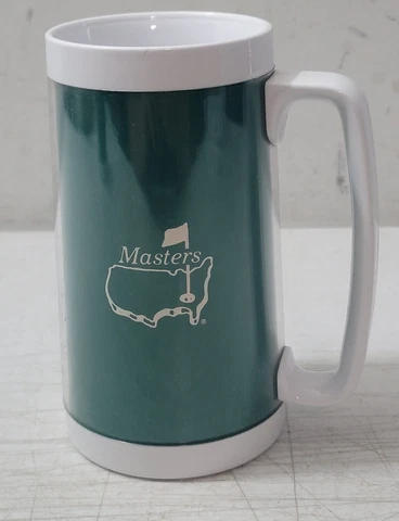 Masters Golf Tournament Green White ThermoServ Tall Plastic Drink Mug VTG USA Cover
